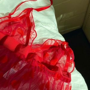 adorable red see through heart lingerie❤️
